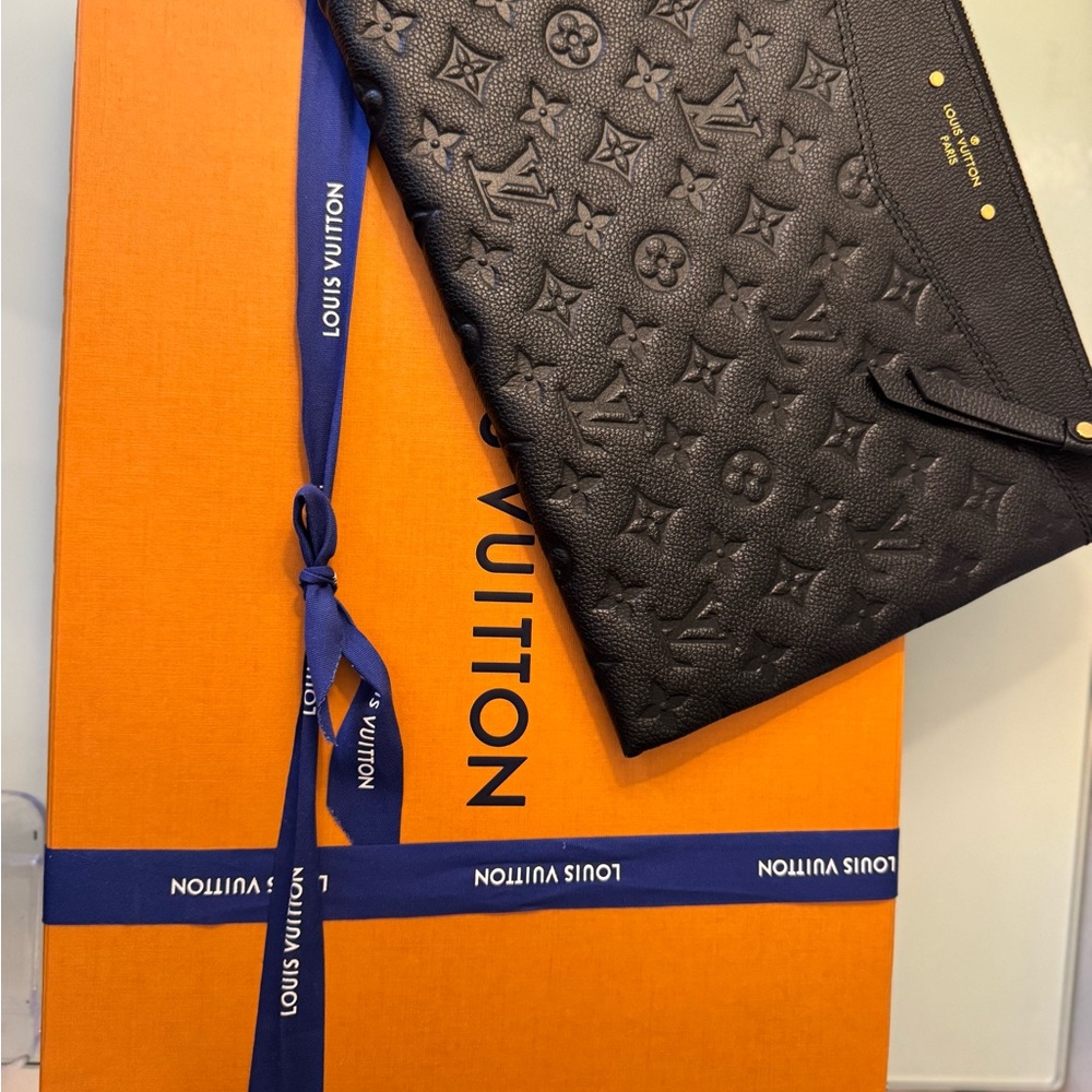 Louis Vuitton Black Monogram Leather Clutch Lrg. Includes Original Box&Dust bag